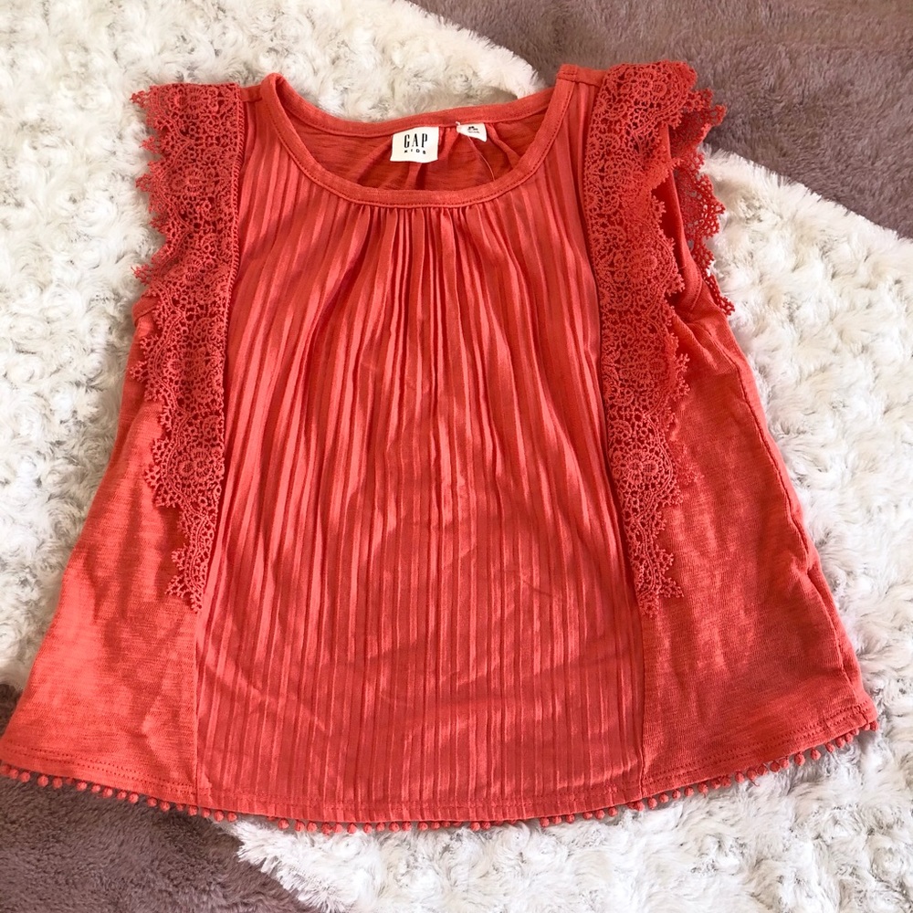 Gap kids- girls coral crochet trim top